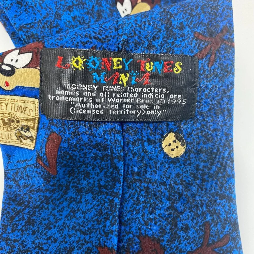 Vintage Looney‎ Tunes Mania Nostalgia Devil Taz Stamp Necktie Tie Mens 57